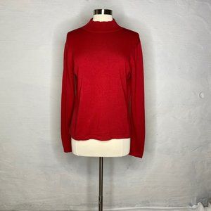Talbots sweater red mock turtleneck size L